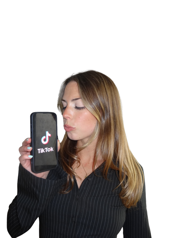 Maggie holding phone